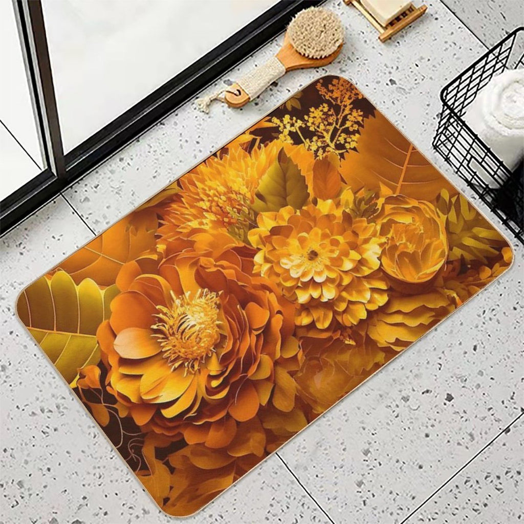 Bouquet of Gold Flowers  Odorless Bath Mat