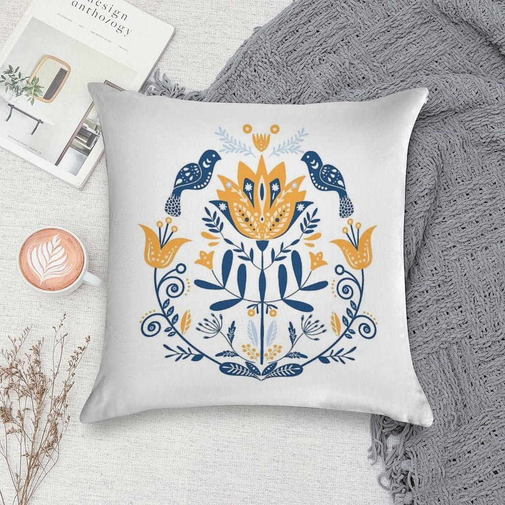 Scandinavian Folk Study 010 Soft Bedroom Essential Throw Pillow