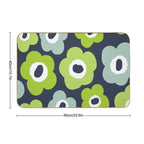 Iconic Bold Scandinavian Floral Pattern in Green And Blue  Stain-Proof Bath Mat