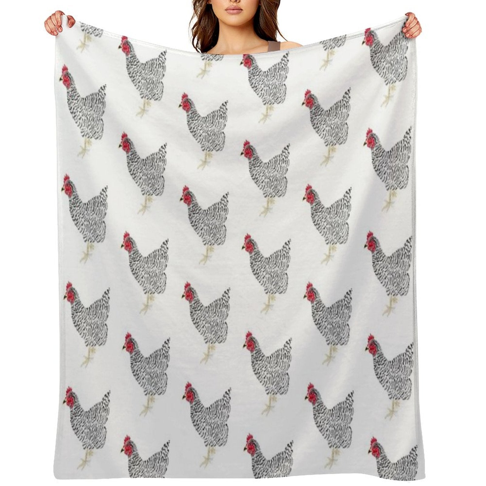Barred Rock Hen Compact Throw Blanket