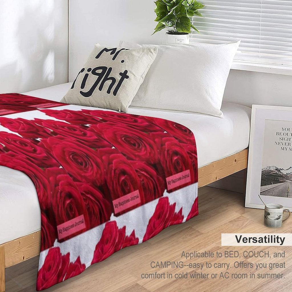 Happiness Journal with Red Roses Lightweight Throw Blanket