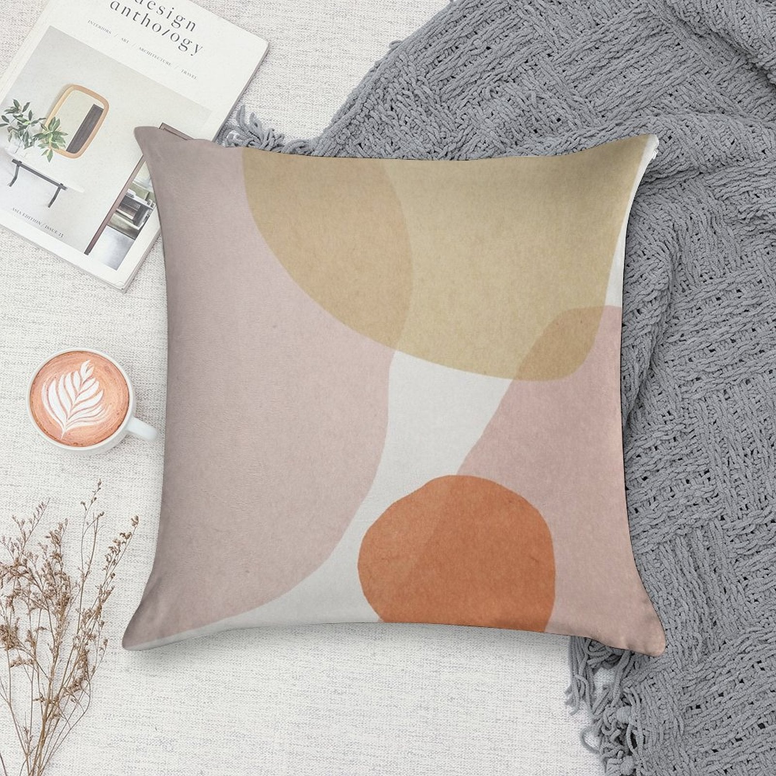 Abstract Art Mid Century Art Soft Reinforced Edging Throw Pillow