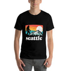 Seattle Washington Bigfoot Mountains Retro Distressed 80s  Versatile T-Shirt