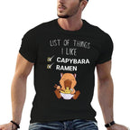 Cute Kawaii Capybara List Of Things I Like Ramen Lover  Eco-friendly Material T-Shirt