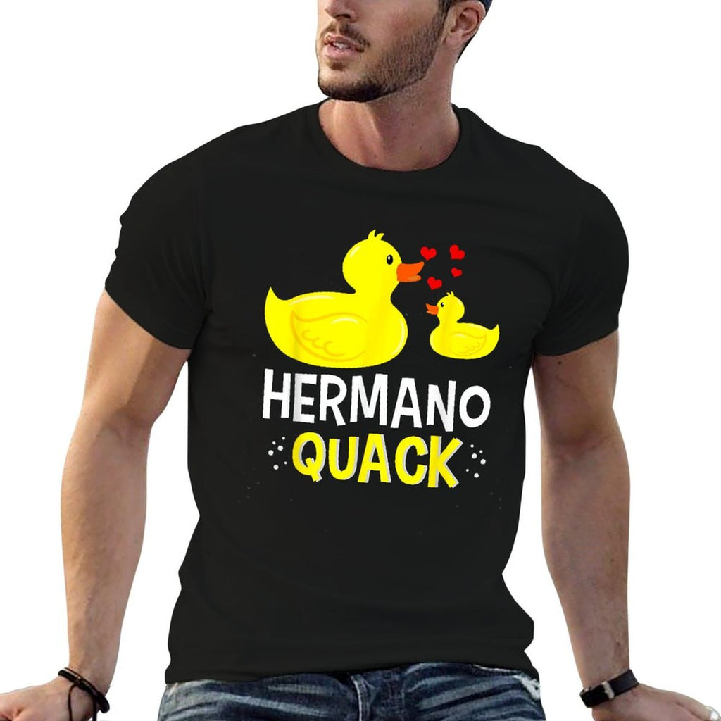 Hermano Quack Yellow Duck Baby Shower Spanish Brother Funny  Oversized Silhouette T-Shirt