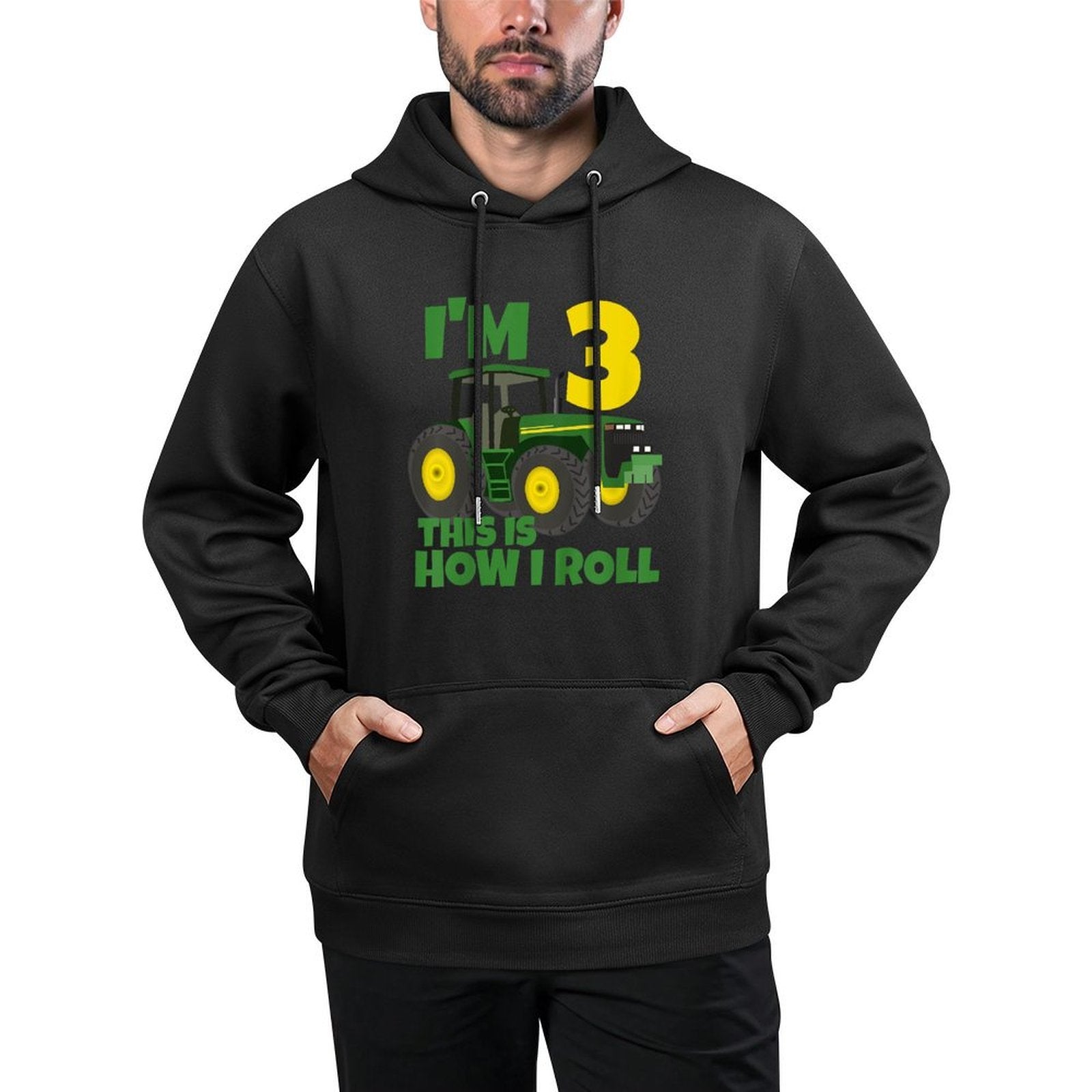 Kids Farm Green Tractor 3rd Birthday Party Farmer Boy 3 Year Old Shape Retention Hoodie