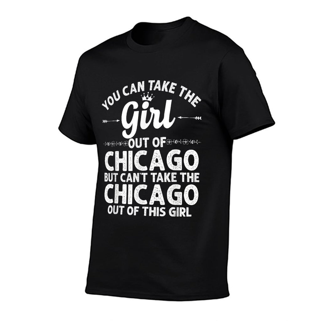 Girl Out Of CHICAGO IL ILLINOIS Gift Funny Home Roots USA  Oversized Silhouette T-Shirt