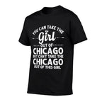 Girl Out Of CHICAGO IL ILLINOIS Gift Funny Home Roots USA  Oversized Silhouette T-Shirt