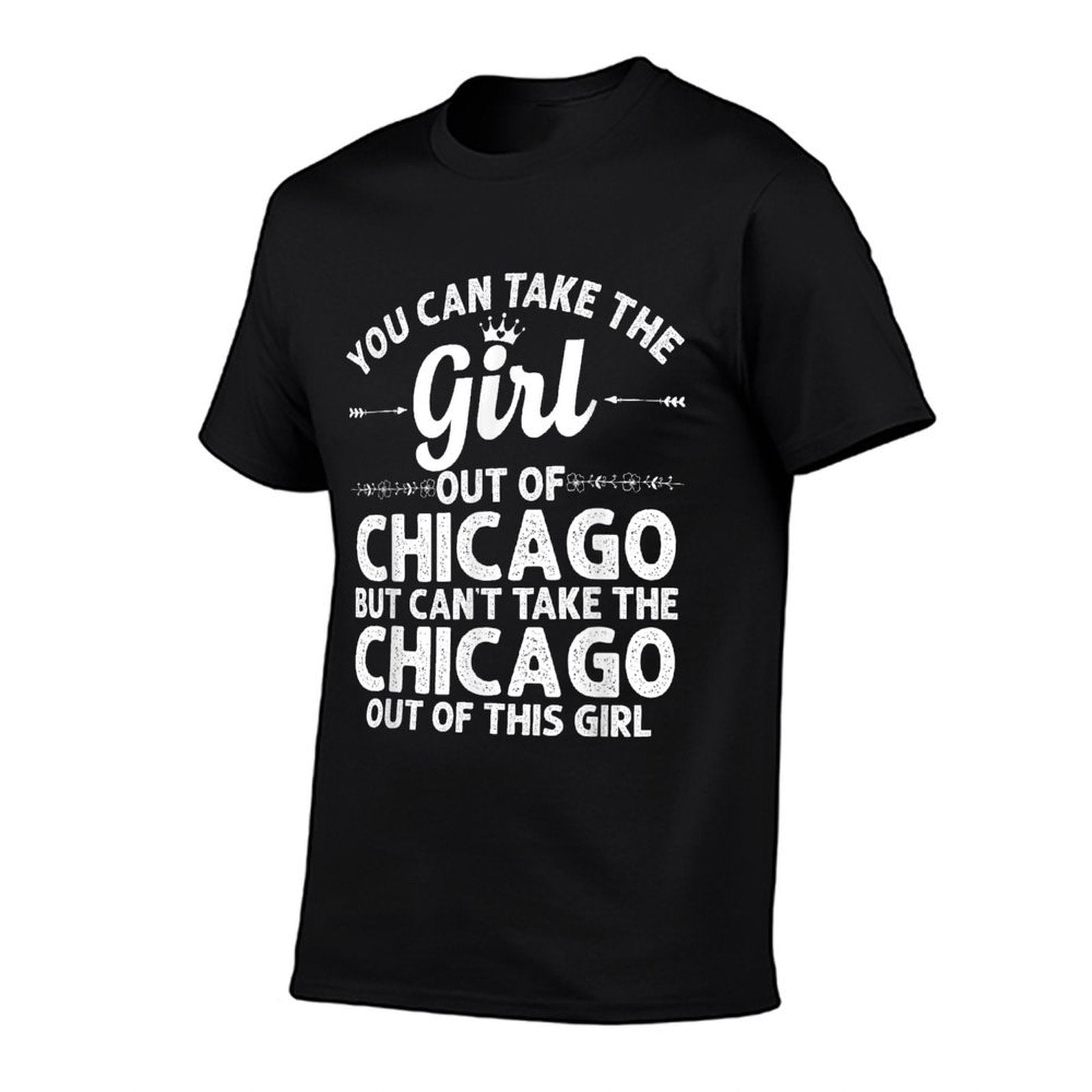 Girl Out Of CHICAGO IL ILLINOIS Gift Funny Home Roots USA  Oversized Silhouette T-Shirt