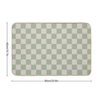 Checkerboard Check Checkered Pattern in Sage Green And Beige  Easy Maintenance Bath Mat