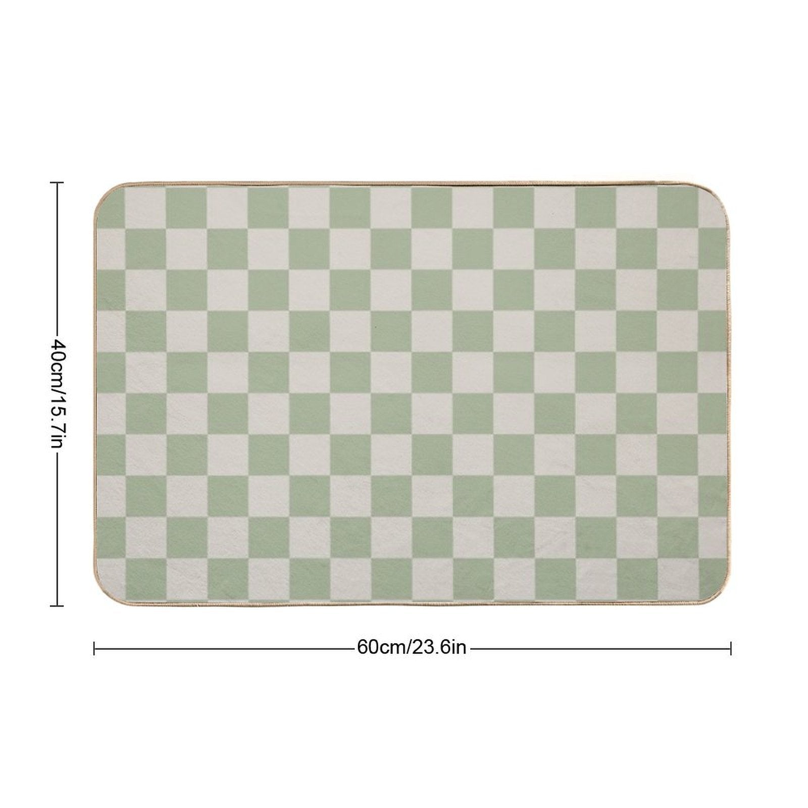 Checkerboard Check Checkered Pattern in Sage Green And Beige  Easy Maintenance Bath Mat