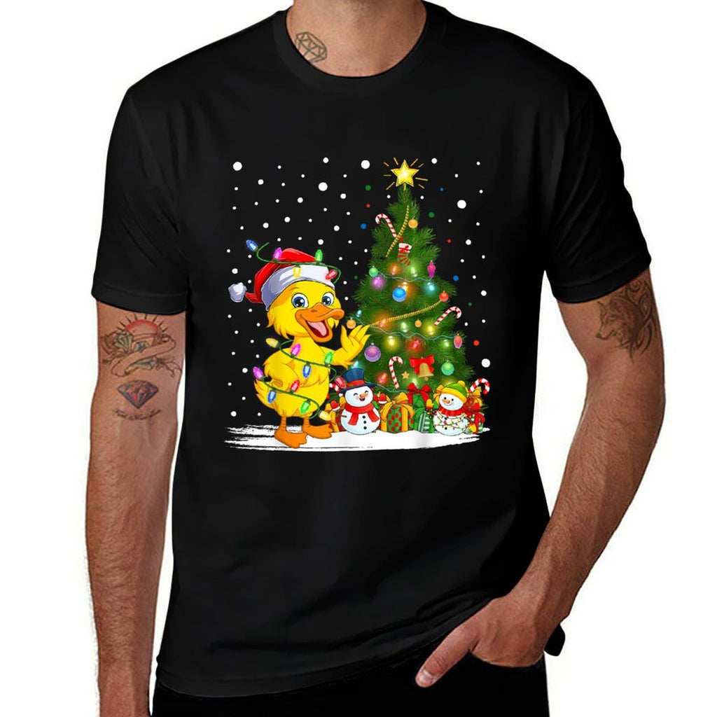 Duck Xmas Tree Lighting Santa Duck Christmas  Moisture-wicking T-Shirt
