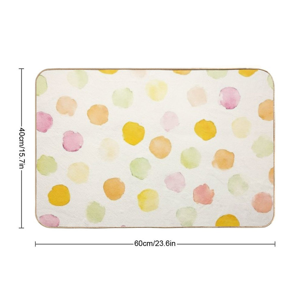 Dotty Grove – Abstract Watercolor Polka Dots  Fade-Resistant Bath Mat