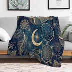 Whimsy Gold Glitter Dreamcatcher Feathers Mandala Eco-conscious Throw Blanket