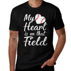 My Heart Is on That Field Baseball Softball Mom Gifts  Summer-ready Fabric T-Shirt