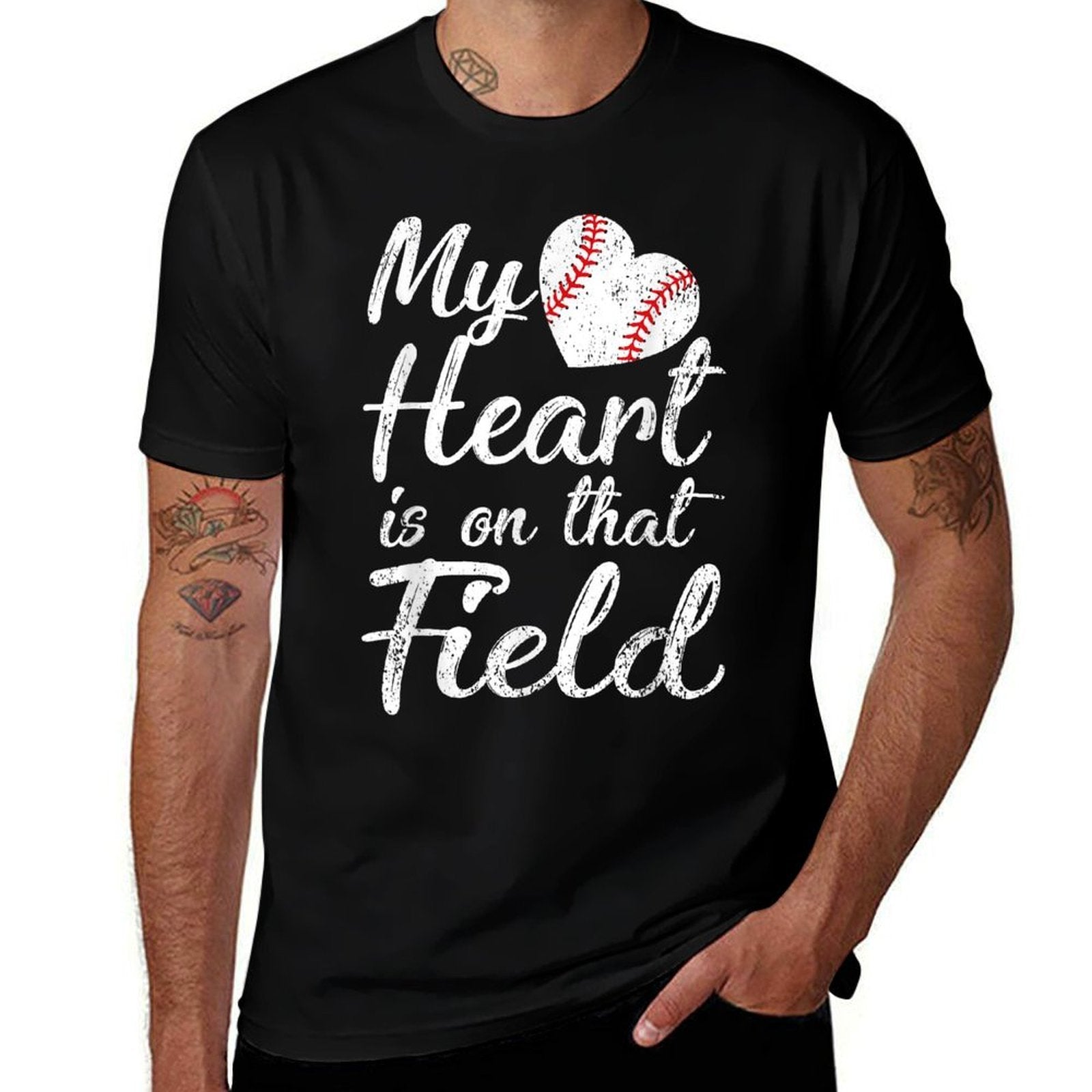 My Heart Is on That Field Baseball Softball Mom Gifts  Summer-ready Fabric T-Shirt