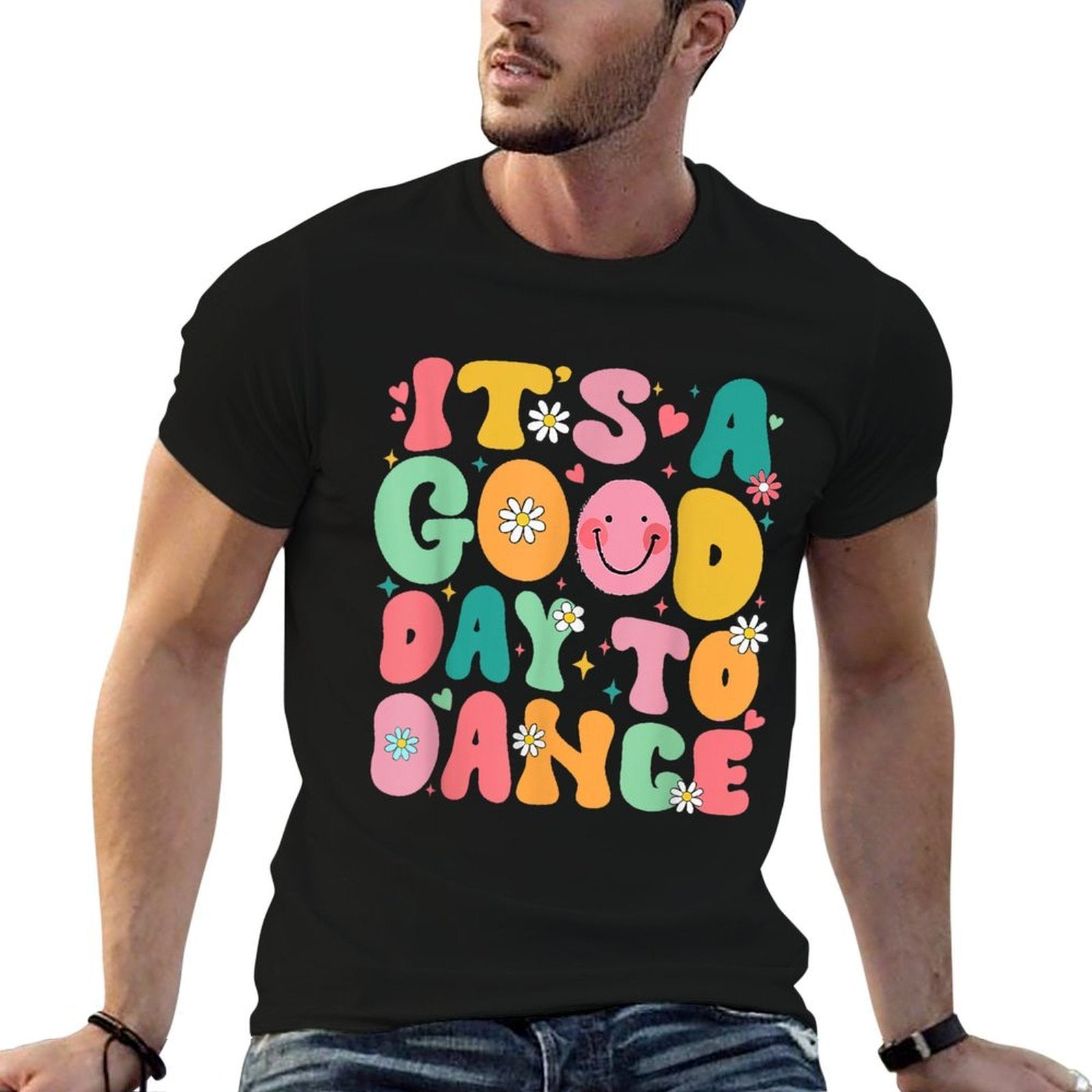 Groovy Its A Good Day To Dance Funny Dance Teacher - Black, Womens, Small,, Crew Neck, 100 Cotton, Printed  Ribbed Collar T-Shirt