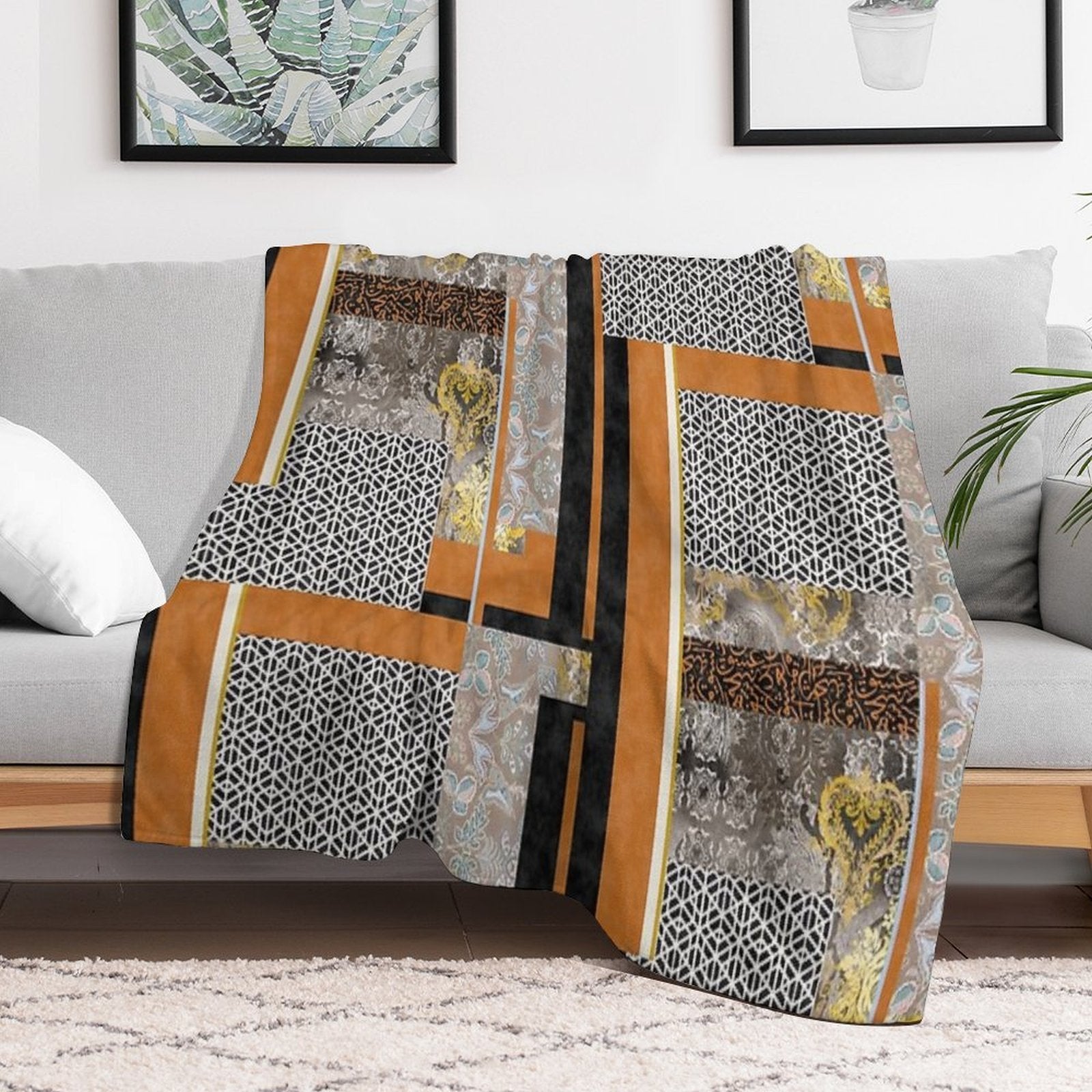 Ethnic Mixed Pattern Wrinkle-free Throw Blanket