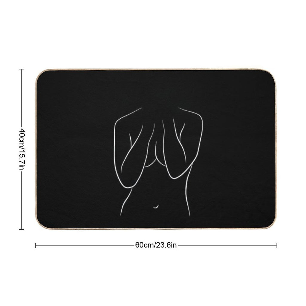 Naked Girl Line Art Drawing - Bashful Brianna  Rapid-Drying Bath Mat