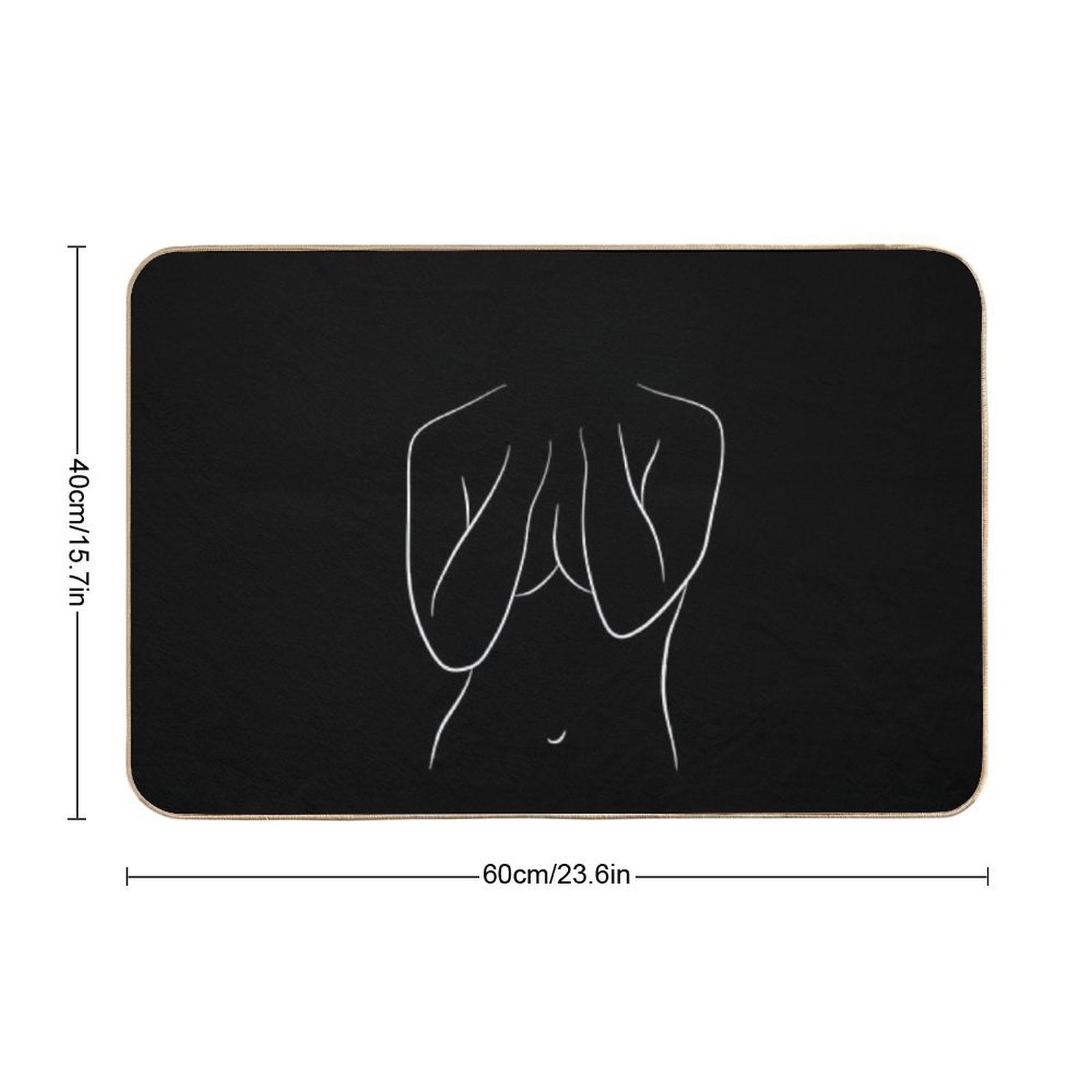 Naked Girl Line Art Drawing - Bashful Brianna  Rapid-Drying Bath Mat