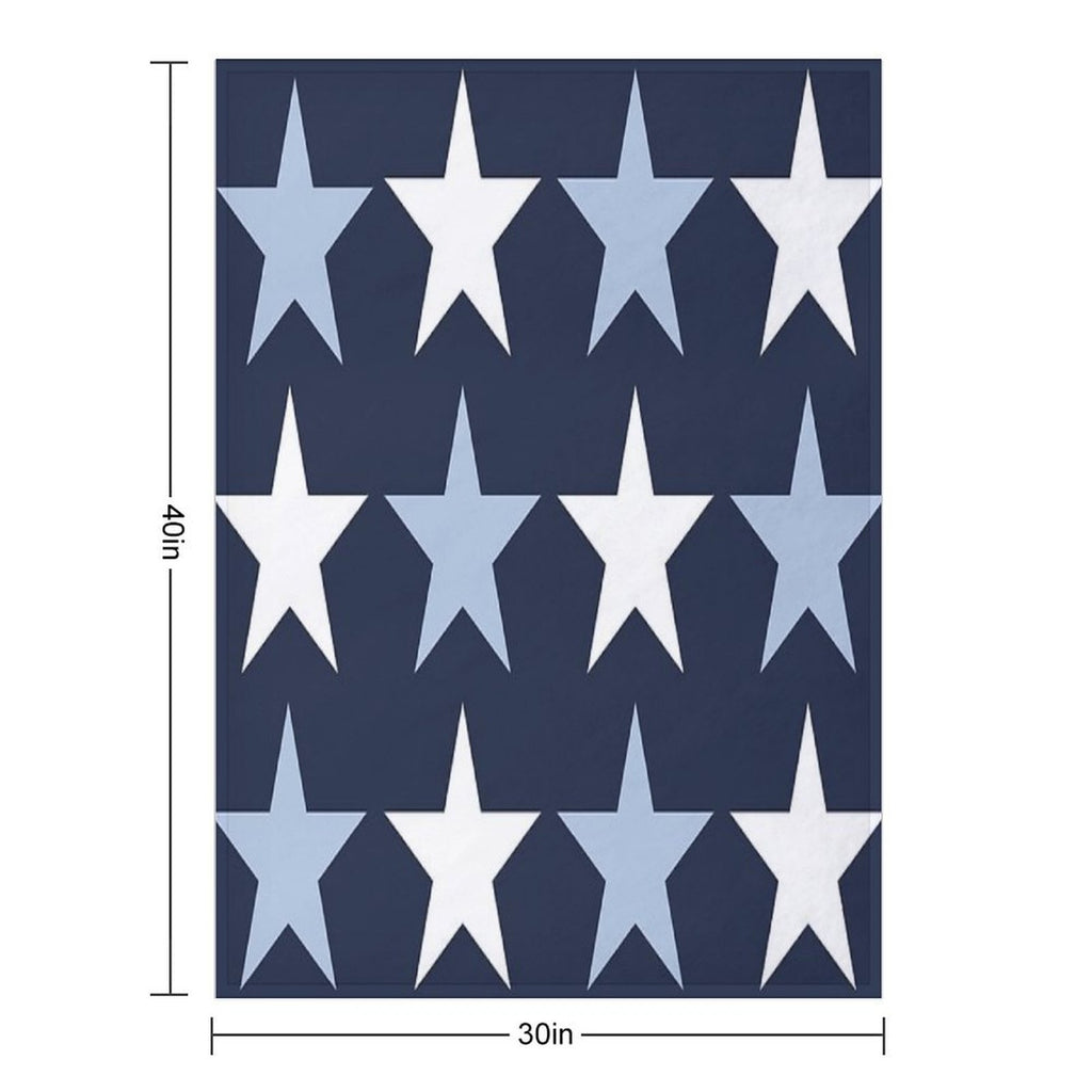 Large ALICE BLUE, WHITE And  NAVY BLUE STARS Premium Throw Blanket