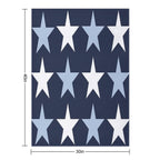 Large ALICE BLUE, WHITE And  NAVY BLUE STARS Premium Throw Blanket
