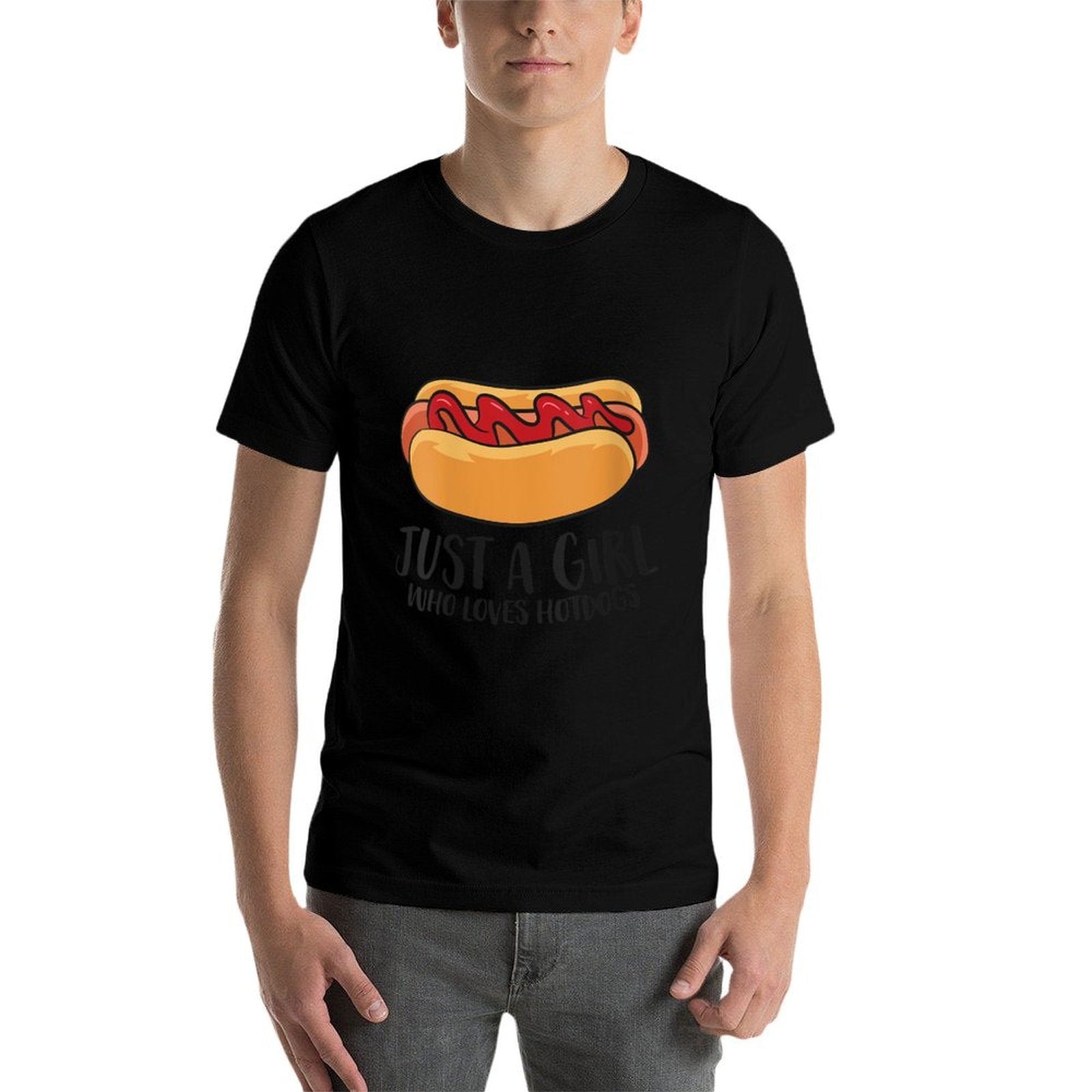 Womens Just A Girl Who Loves Hotdogs Funny Hot Dog Girl  Easy-care T-Shirt