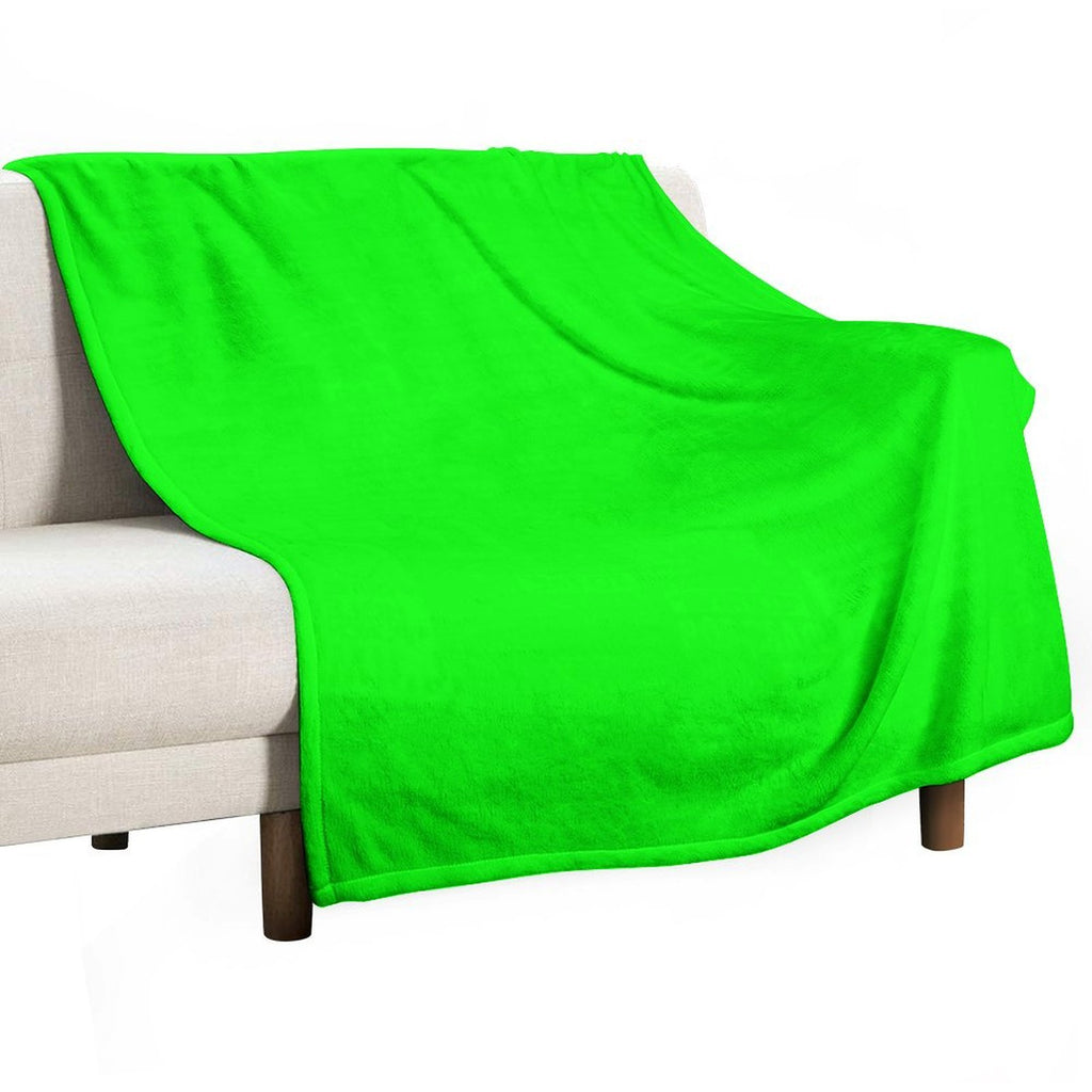 PLAIN SOLID COLOR BRIGHTEST NEON ELECTRIC GREEN Durable Throw Blanket