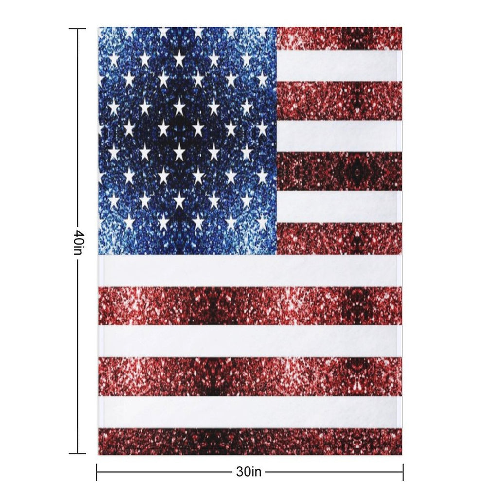 USA Flag Red Blue Faux Sparkles Glitters 4th of July Patriotic Girly Design (Photo of Glitter - Not Reflective) All-season Throw Blanket