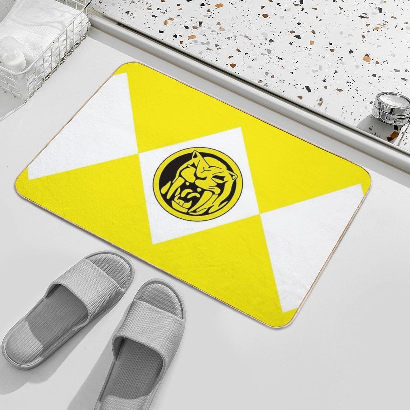 MMPR Yellow Ranger With Coin  Easy To Clean Bath Mat