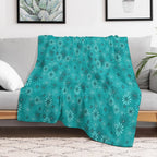 Daisies in Shades of Turquoise Velvety-soft Throw Blanket