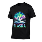 Alaska Northern Lights Aurora Viewing Bear Vacation Trip  Heathered Texture T-Shirt