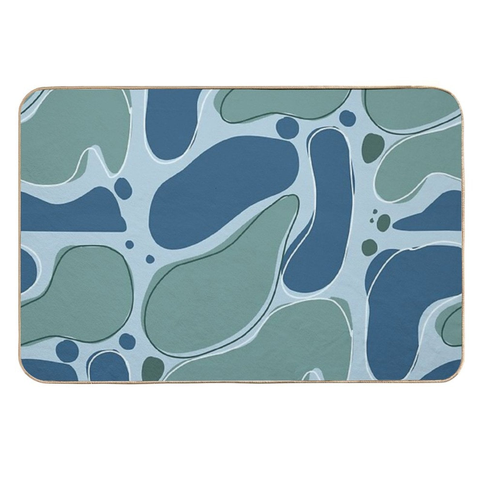 Boho Blue Blob – Minimalist Abstract Fluid Art  Fade-Resistant Bath Mat
