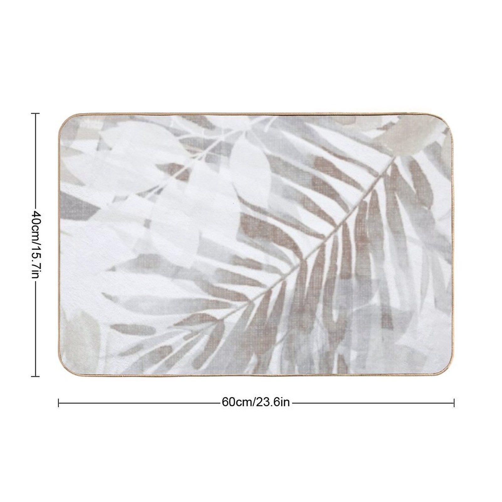 Beige Leaves Durable Bath Mat