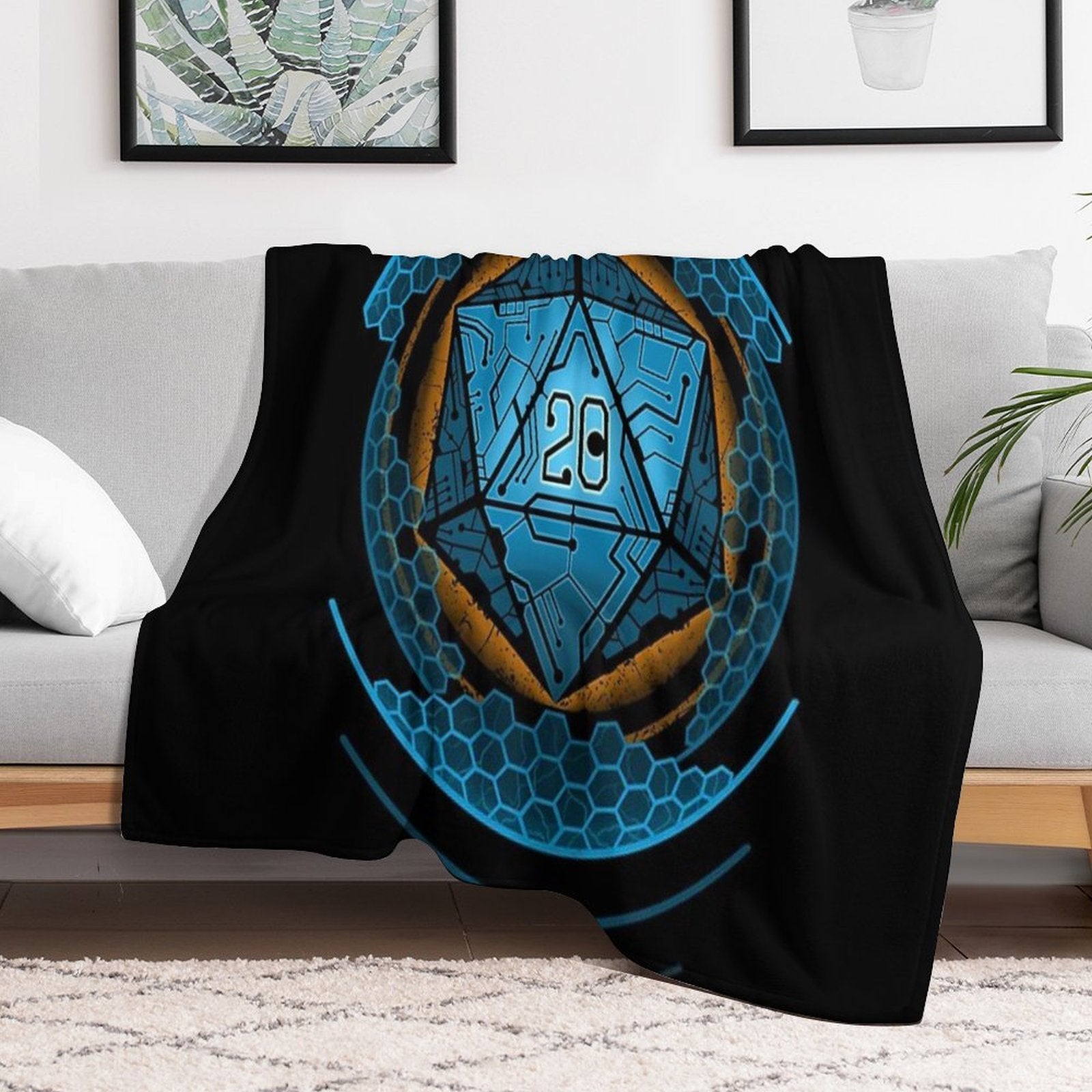 Sci-fi Shield D20 Gift-ready Throw Blanket