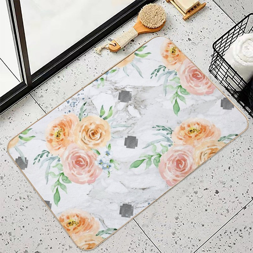 Beautiful Pastel Flowers Pattern on Marble  Versatile Bath Mat