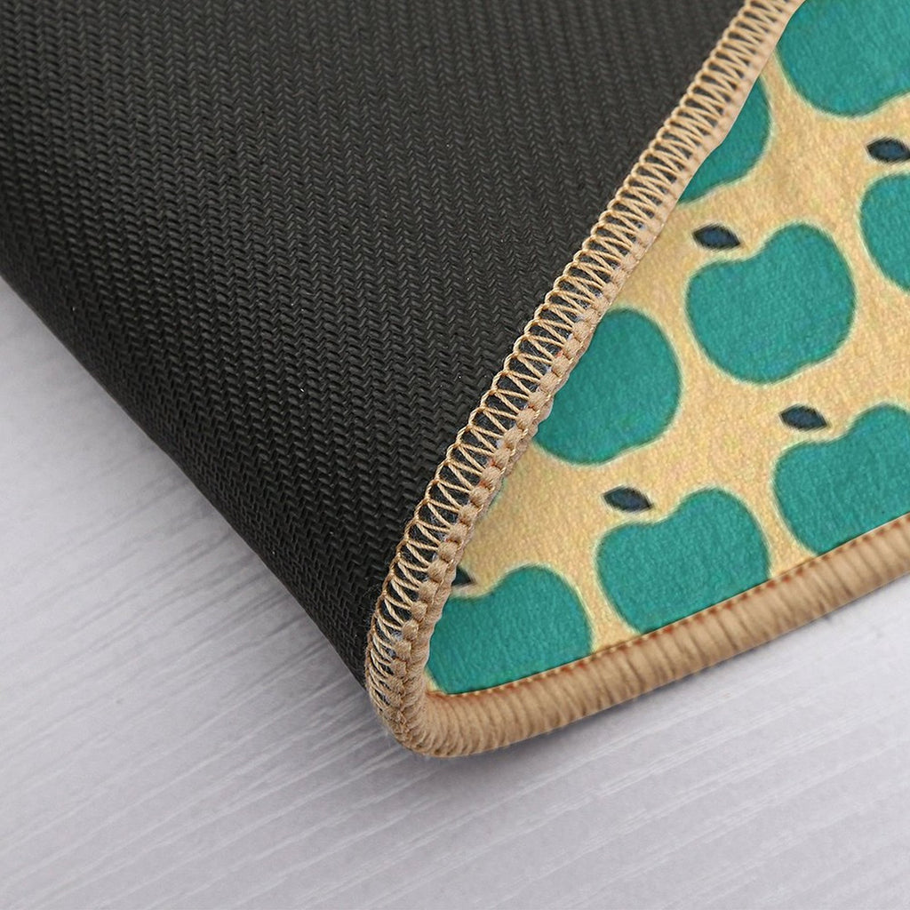Green Apples  Edible Garden  Abstract Fruit Pattern  Easy Maintenance Bath Mat