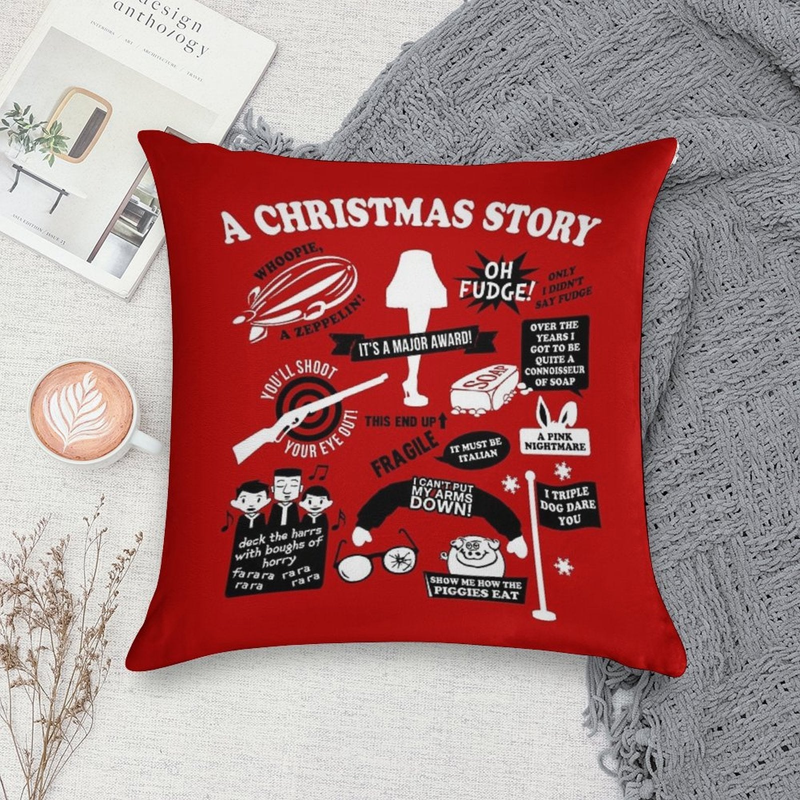 Christmas Story Quotes Soft Ultra-Soft Texture Throw Pillow