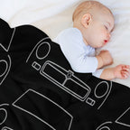 MGB Classic Car Outline Graphic (white) Multi-functional Throw Blanket