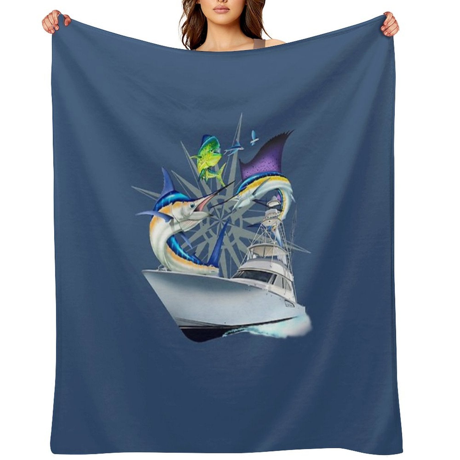 Offshore Billfish - Blue Marlin, Sailfish, Mahi Mahi, Viking Yacht Anti-pilling Throw Blanket