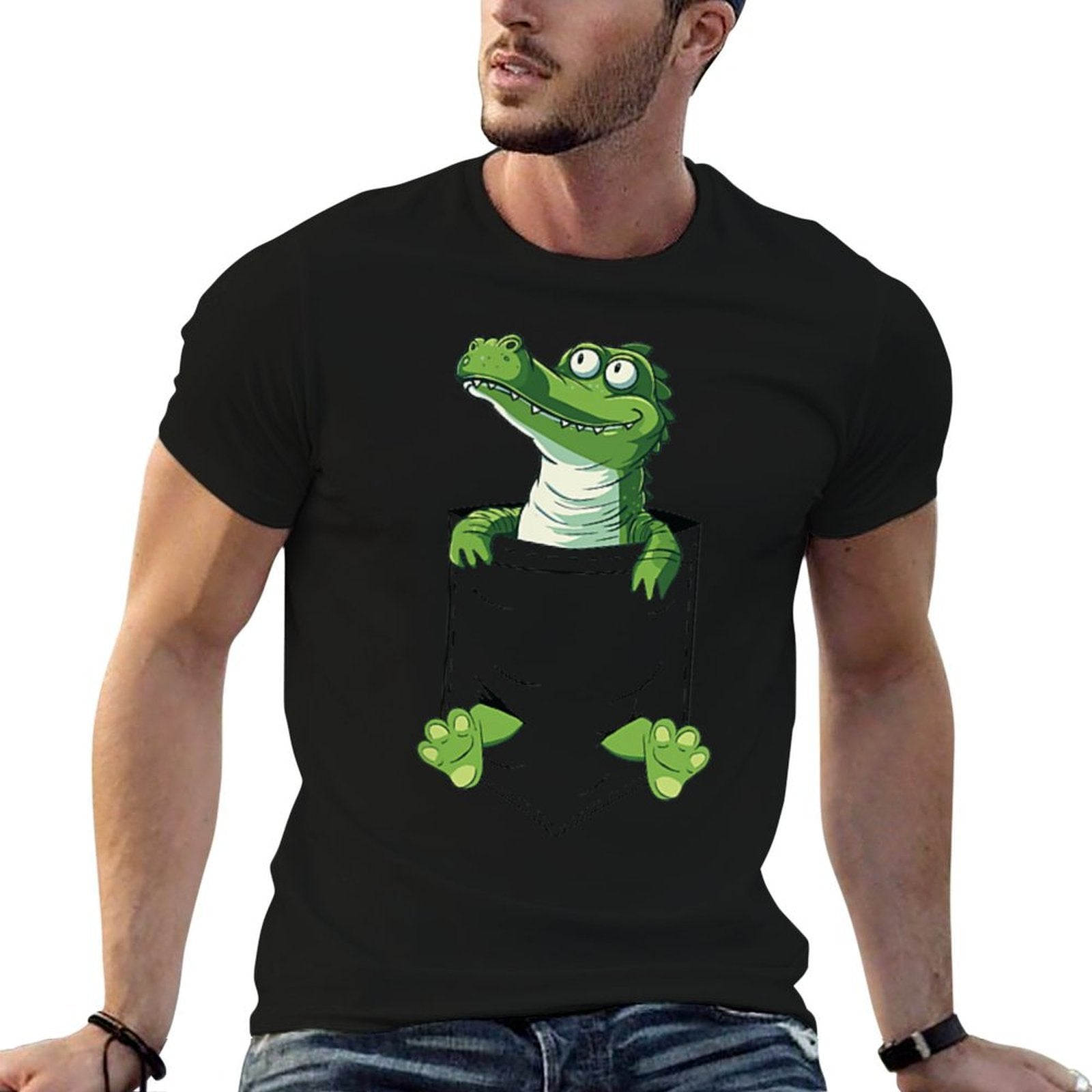 Funny Alligator Lover Pet Cute Florida Alligator in A Pocket  Durable T-Shirt