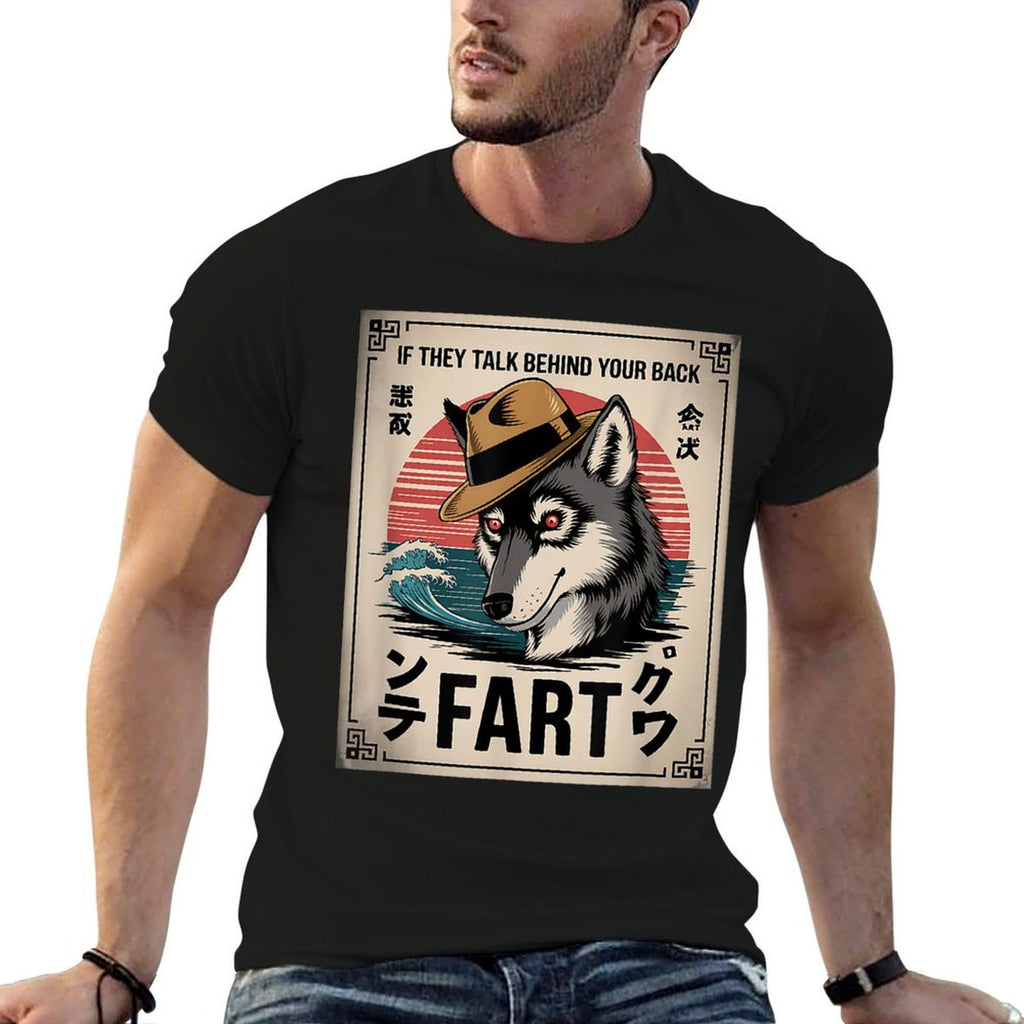 If They Talk Behind Back Fart Sigma Wolf Japanese Meme  Lightweight T-Shirt