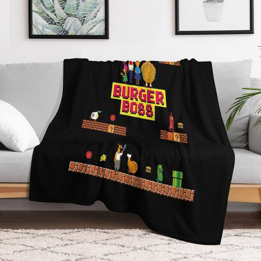 Burger Boss Pixel Art Eco-conscious Throw Blanket