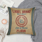 Vintage Burlap Like Flour Sack Soft High-Density Material Throw Pillow