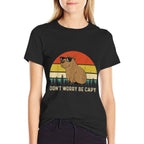 Cool Capybara Dont Worry Be Cappy Vintage Funny Rodent Meme  Tagless Design T-Shirt