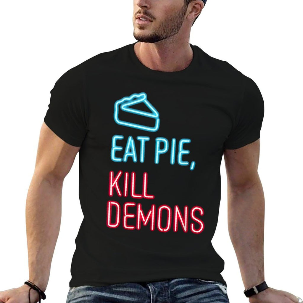 Eat Pie Kill Demons - Supernatural  Cotton T-Shirt