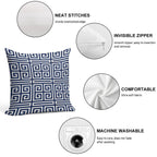 Greek Key - Blue And White Soft Skin-Friendly Throw Pillow
