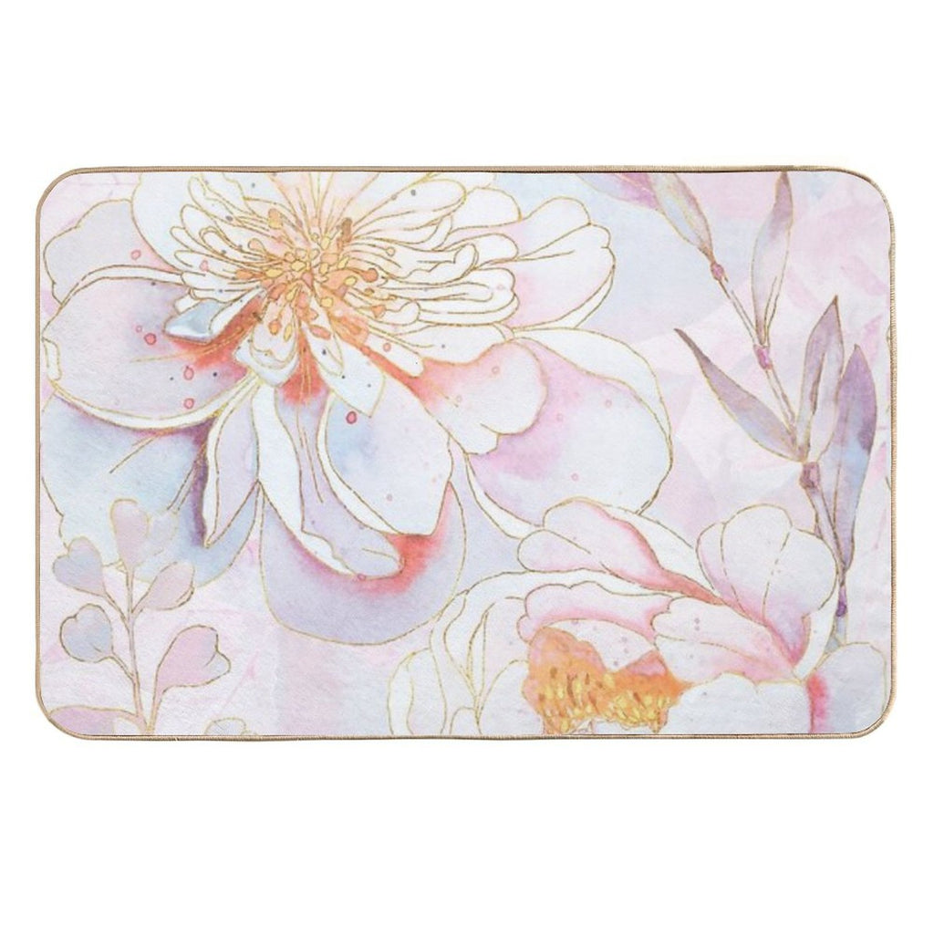 Maisie's Peonies Dreamy Pastel Garden Floral  Long-Lasting Bath Mat