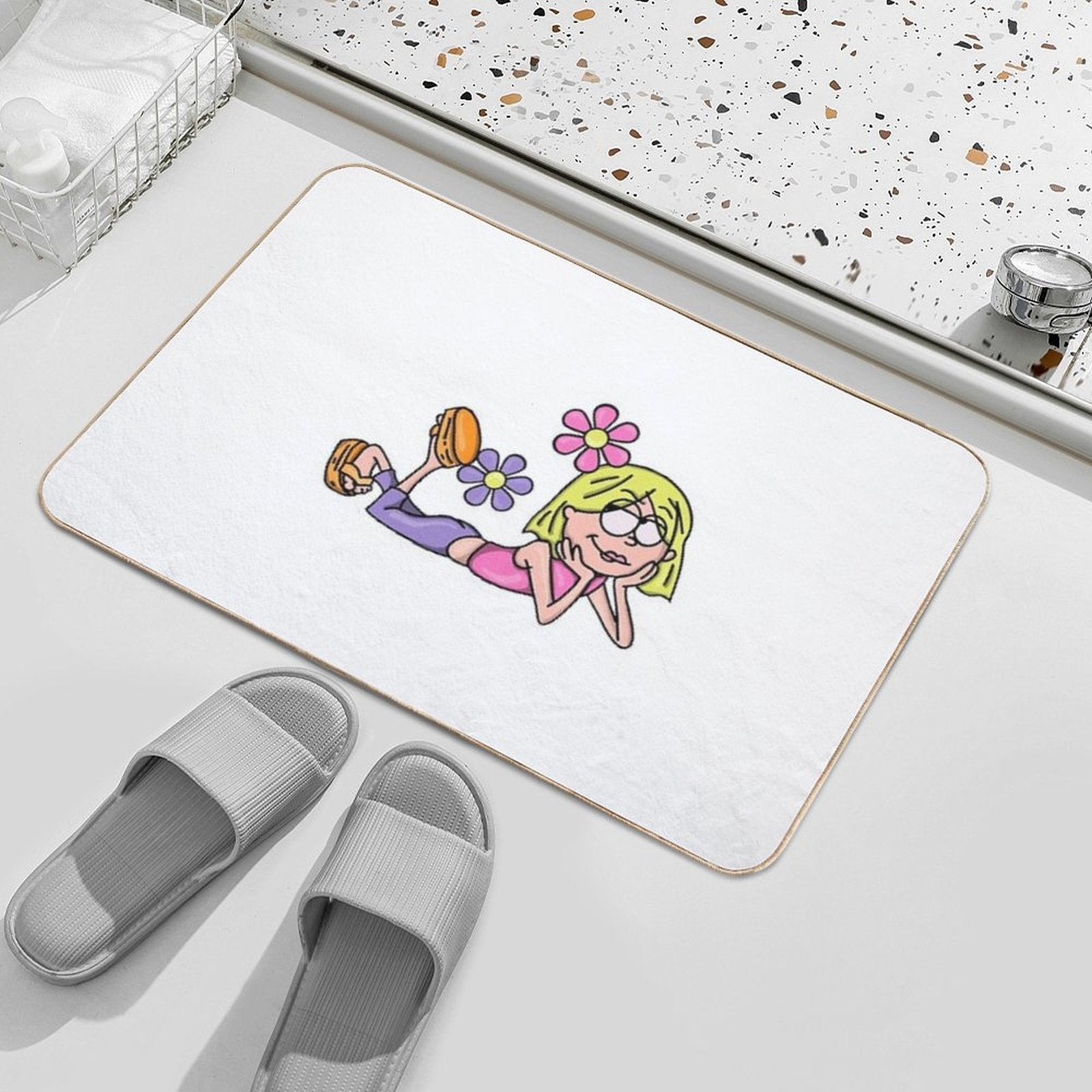 Y2K Lizzie McGuire Flower Art  Dirt-Trapping Bath Mat