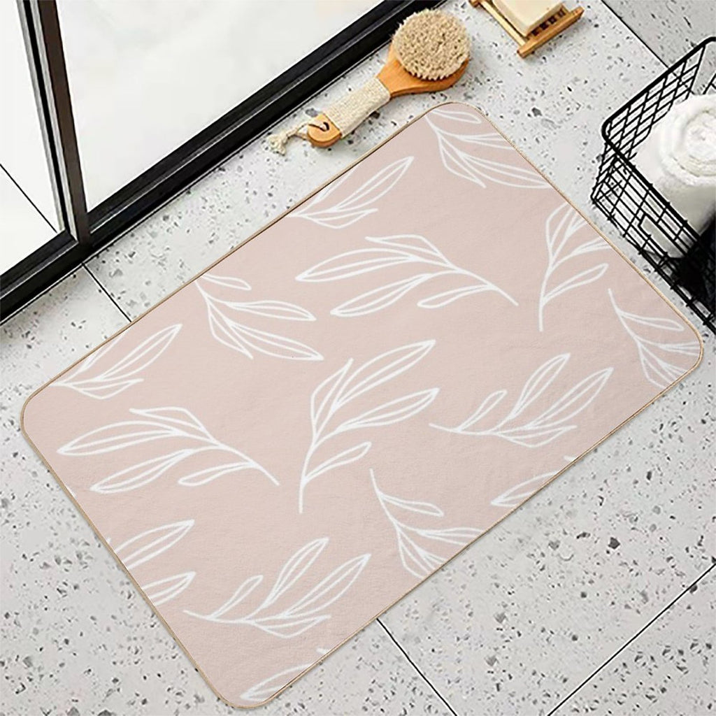 Pattern Design With Leaf Brach Drawing  Slip-Resistant Bath Mat